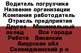 Водитель погрузчика › Название организации ­ Компания-работодатель › Отрасль предприятия ­ Другое › Минимальный оклад ­ 1 - Все города Работа » Вакансии   . Амурская обл.,Селемджинский р-н